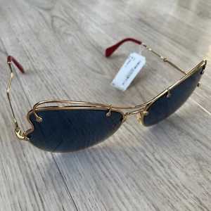 Miu Miu SMU 56R 7O3-1V1 Gold Blue New Authentic Sunglasses - Picture 1 of 6