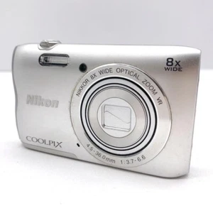 Nikon Coolpix A300 Silver 20.1 MP Compact Digital Camera 8x Zoom From Japan Used - Picture 1 of 19