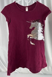 Justice Girl’s Size 10 T-Shirt Red Unicorn Sequins - Picture 1 of 4