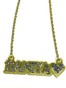 Name Plate Custom Name Necklace Personalized Nameplate Gold With Diamond Look! - Picture 1 of 8