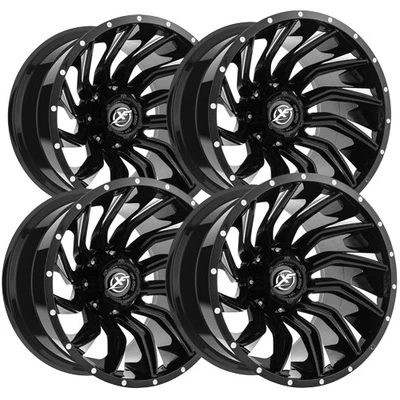 (Set of 4) XF Off-Road XF-224 24x14 6x135/6x5.5" -76mm Black/Milled Wheels Rims Foto 1 de 4