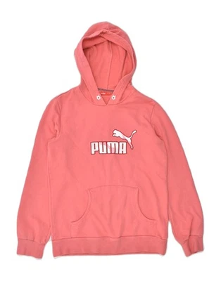 PUMA Womens Graphic Hoodie Jumper UK 12 Medium Pink RY03 - Image 1 of 4