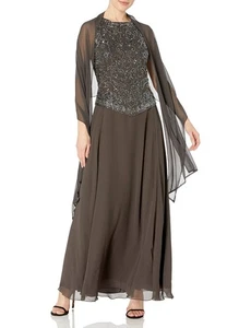 J Kara Damen 3/4 Ärmel Perlen Kleid, Schiefer/Merkur/Pistole, Größe 12 - Bild 1 von 9