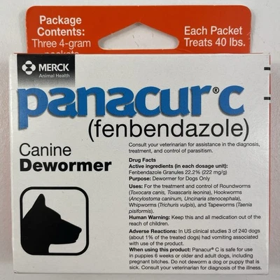 10-Pack Panacur C 4 gram Canine 40lbs Dewormer Treatment (3 packets) Exp 2027 - Image 1 of 2