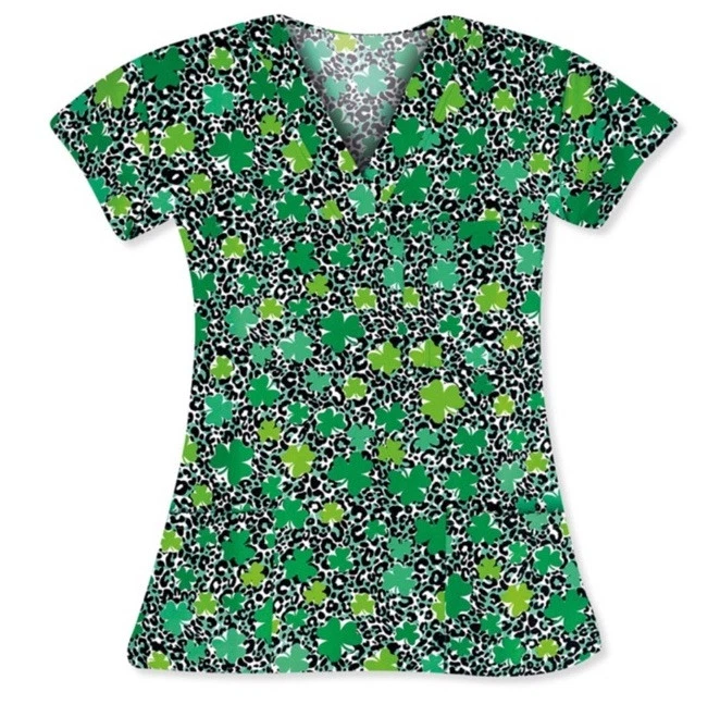 NWT Women's Small Shamrock I Love Scrubs Scrub Top - Image 1 of 1