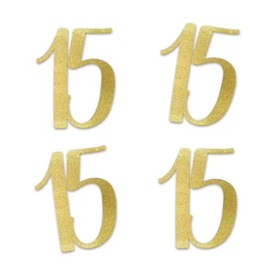 15 numeri ritagliati glitter oro 15° compleanno festa anniversario decorazione fai da te - Foto 1 di 2