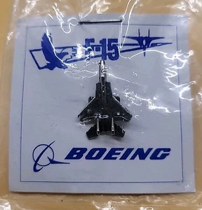 Boeing F-15 AIRCRAFT SILVER COLOR LAPEL PIN New On CARD  - Picture 1 of 2