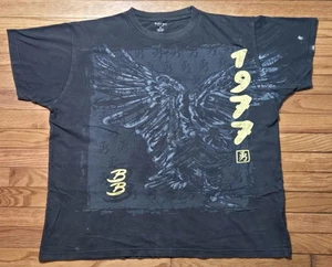 Camisa Bugle Boy Para Hombres XL Negra Gráfica Águila 1977 Kanji Algodón Manga Corta Camiseta - Imagen 1 de 14