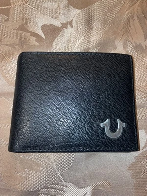 Cartera delgada True Religion de cuero plegable negra con bloqueo RFID NUEVA SIN ETIQUETAS Foto 1 de 4