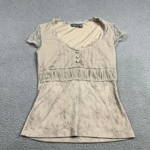 Camisa Apt 9 para mujer pequeña beige floral transparente en capas - Imagen 1 de 9