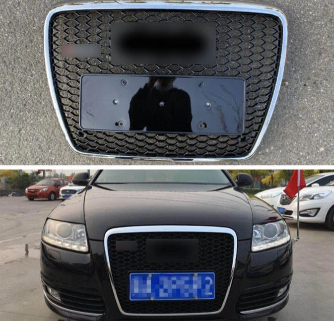 Parachoques delantero parrilla para Audi A6 S6 RS6 C6 plateado 2005 2006 2007 2008-2011 Foto 1 de 4