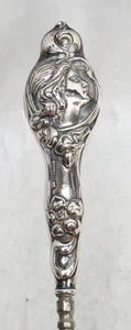 EXCELENTE GANCHO BOTÓN CAMAFEO PLATA ESTERLINA 8,5" ERA ART NOUVEAU - Imagen 1 de 4