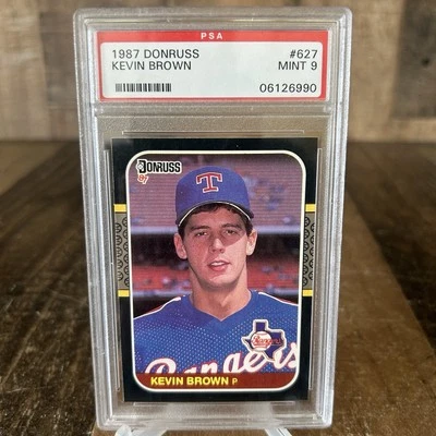 1987 DONRUSS КЕВИН КОРИЧНЕВЫЙ #627 РЕЙНДЖЕРЫ RC ДЕБЮТАНТ КАРТА PSA 9 - Изображение 1 из 4