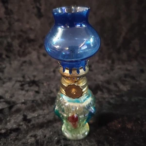 Vintage 70er Jahre Miniatur Öllampe Pressglas mehrfarbig F - Bild 1 von 9