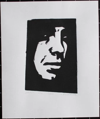 Leonhard Wachter Cr7z Rapper Porträt Contemporary sign Linolschnitt 2020 5/10 - Bild 1 von 2