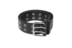 Brandy Melville Black Belt Silver Buckle Double Hole Grommets Punk Biker O/S 35" - Picture 1 of 7