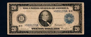 $20 1914 Large Size Federal Reserve Note St,louis Blue Seal Free Shipping (B220) - Picture 1 of 2