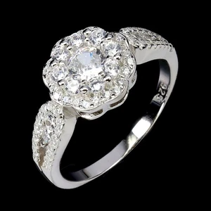 925 Sterling Silver Ring Round Simulated Cz 5mm Gemstone Jewelry Size 8 - Picture 1 of 14