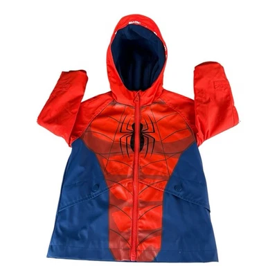 MARVEL AMAZING SPIDERMAN Warm Fleece Lined Waterproof Raincoat 3-4 Year VGC - Image 1 of 4