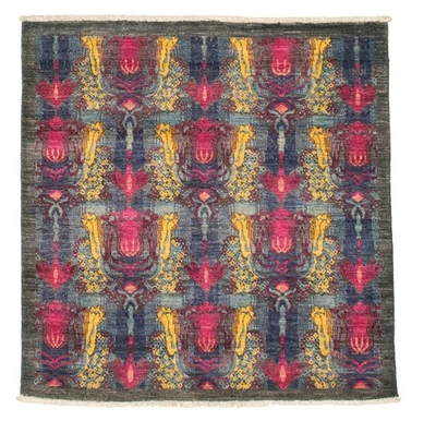 Dark Grey Traditional 4'1" x 4'2" Hand-knotted Oriental Carpet Wool Area Rug - Image 1 of 4