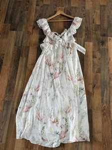 H&M floral print frill trimmed midi/maxi dress size L - Picture 1 of 6