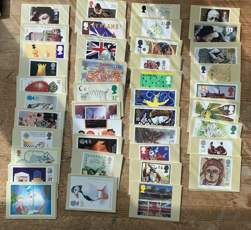 Royal Mail Stamp Postcards Job Lot Over 200 From 1987 To 1993 Mint Condition - Image 1 of 1