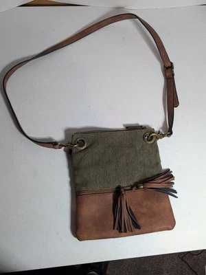 Simply Noelle Women's Crossbody Bag Purse Brown and Green Shoulder Bag Zippers - Image 1 of 4