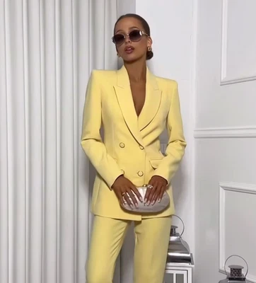 SS25 ZARA Yellow Double Breasted Blazer Jacket Size M Blogger Fave 2205/507 - Image 1 of 4