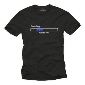 NERD MEN SHIRT WITH LOADING PLEASE WAIT THEORY - SHORT SLEEVE GAMER TEE - Picture 1 of 2