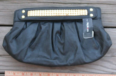 NWT ~ STYLE & CO Black Clutch Gold 12½" Evening Bag Purse MACYS ~ SHIPS FREE - Image 1 of 4