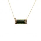 Green Tourmaline Baguette Shape 6.29 Ct Pendant With Diamonds in 14K Gold(50608)