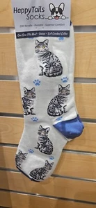 Happy Tails Silver Tabby Cat Socks Pet Lovers One Size Fit Most - Picture 1 of 3