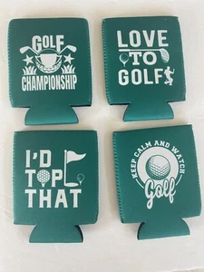 NUOVO Set di 4 verdi Golf Sayings birra bevanda koozies supporto lattina isolata soda - Foto 1 di 5