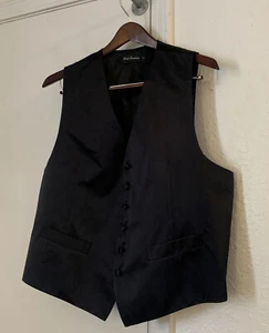 New David Donahue Black Satin Formal Tuxedo Vest XL 42 - Picture 1 of 3