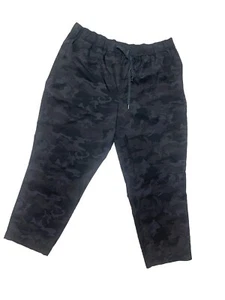 Rachel Zoe Women’s 1X (Plus) Black Camo Casual Pants Pull On Elastic Athletic - Picture 1 of 8