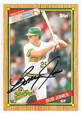 Bob Jones autographed baseball card 1989 Topps Senior League #3 (Texas Rangers)