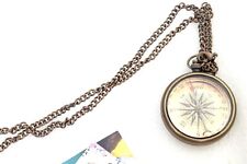Compass Locate Antique Gift Vintage Navigational Necklace Survival Brass Directi