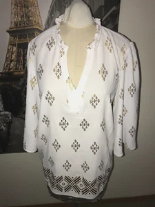 OLIVIA & MARTIN NWT WHITE & GOLD METALLIC TUNIC TOP SIZE 2X - Picture 1 of 4
