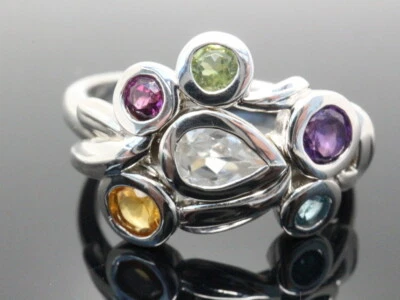 GOLDJUNGE69 * SOGNI D`ORO EDELSTEIN RING (18) RHODOLITH, CITRIN,PERIDOT+ 925er S - Bild 1 von 4