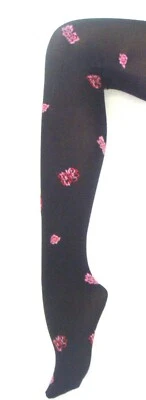 TIGHTS PANTYHOSE ROSE DESIGN STOCKINGS QUALITY DESIGNER HOSIERY  - Image 1 of 2