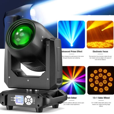 200W Zoom LED Beam Moving Head Stage Light DMX 10Colors 14Gobo 18Prism DJ Disco - Image 1 of 4