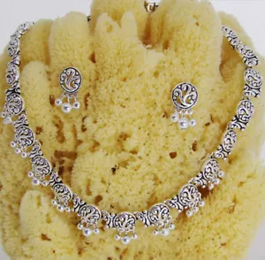 DESIGNER INSPIRIERT 17 in SILBER FILIGRAN BAUMELN HALSKETTE OHRRINGE SCHMUCKSET - Bild 1 von 2