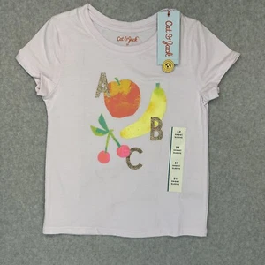 Cat & Jack Girls T-Shirt Violet Purple Size T5 ABC Sparkle Fruit Top - Picture 1 of 8