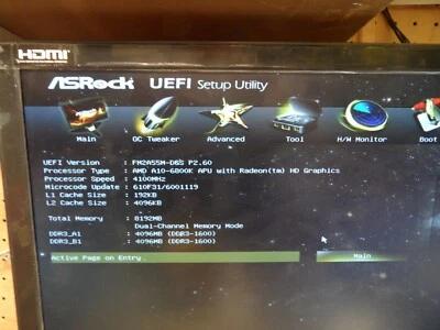 ASRock FM2A55M-DGS Motherboard FM2 With A10-6800K CPU And 8 Gb Ram I/O - Image 1 of 4