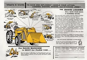 Davis 1958 retroexcavadora y cargadora de tractor anuncio original impreso en color - Imagen 1 de 1