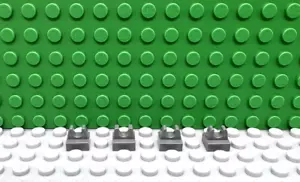 Lego 4 Piastrella Grigio Bluastro Scuro 1x1 con Clip Superiore Bordi Arrotondati NUOVO - Foto 1 di 1