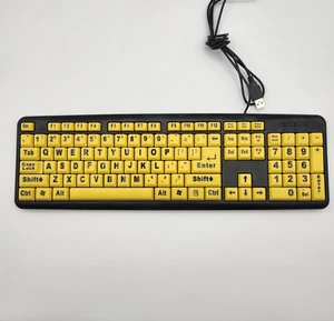 EZ Eyes Keyboard, Large Print USB Keyboard PC & MAC 4x Larger Letters AKB-8861 - Picture 1 of 9