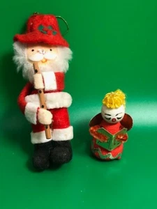2 Ornamenti Natalizi Vintage Babbo Natale e Angelo Cantoler anni 60 Giappone - Foto 1 di 7
