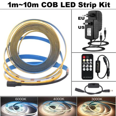 1m~10m COB LED Strip Light Kit Dimmable Tape Cabinet Kitchen Home Decoration 24V - Image 1 of 4