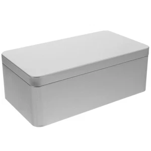 Rectangular Tin Box with Lid for Keys, Cookies, Pencils - 9.24x4.32x2.55in- - Picture 1 of 12